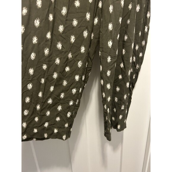 Women’s Size 12 Wide Leg Pants Olive Green Boho Granola Teacher Casual Fun Zip - Picture 2 of 9